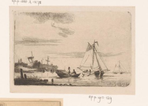 Two men in a rowing boat near Doel