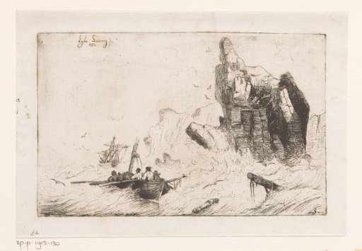 Sailing sloop with broken mast off the coast of Norway
