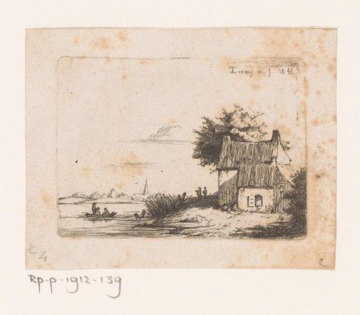 Buildings along the Scheldt and a rowing boat on the river