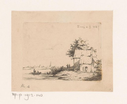 Buildings along the Scheldt and a rowing boat on the river