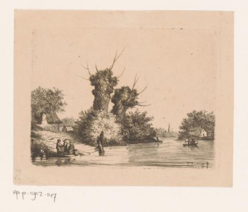 River landscape with willows at Deurne