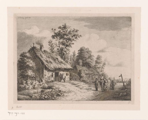 Landscape with thatched farmhouses near Halle