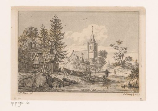 Shipyard with a church in the background