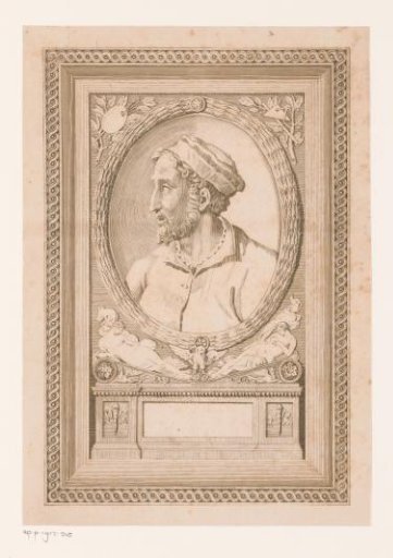 Portrait of Michelangelo in a decorative border