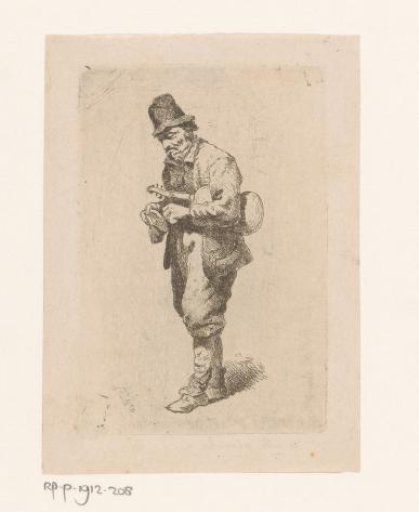 Street musician with a violin under his arm