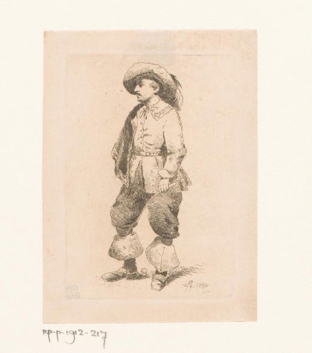 Man with a cloak, spurs on his boots and a riding whip in his hand