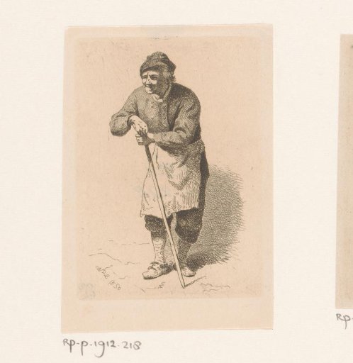 Old man leaning on a cane