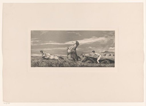 Centaur pursued by naked riders