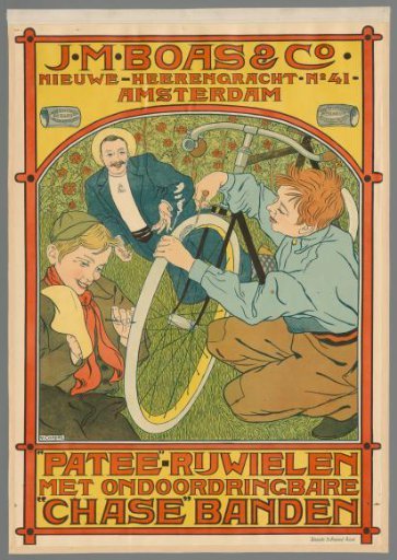 J.M. Boas & Co., Nieuwe-Heerengracht 41, Amsterdam. 'Patee' bicycles with impenetrable 'Chase' tires.