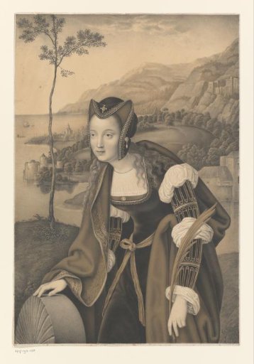 Saint Christina with millstone in a landscape