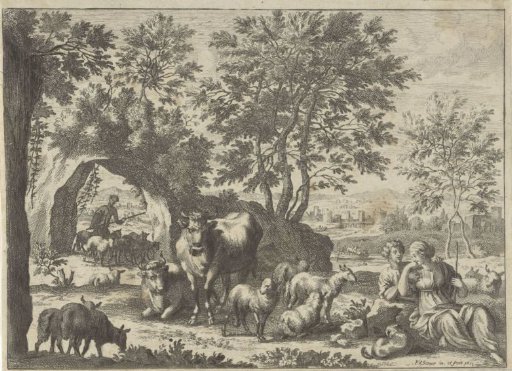 Shepherd and Shepherdess with a Flock