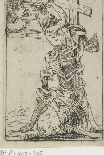 Man with a Cross Under His Arm and a Lightning Bolt in His Hand