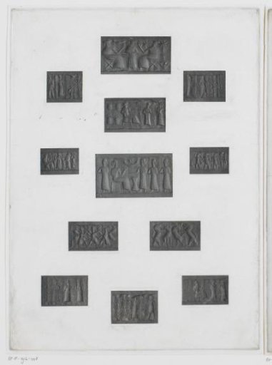 Twelve rectangular carved stones