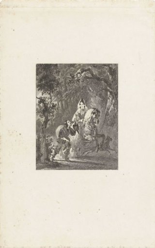 A Falconer Showing a Lady on Horseback His Bird