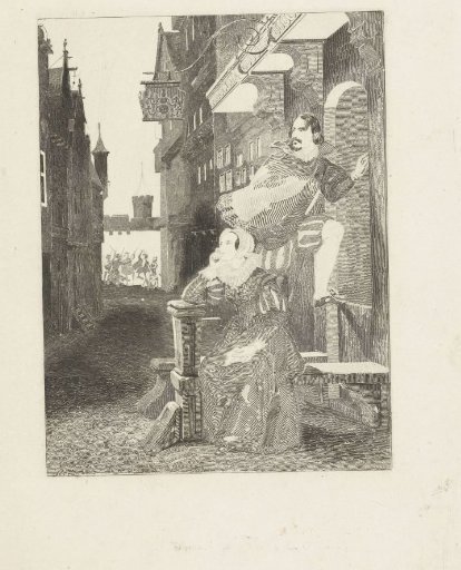 Earl Leicester fleeing into a house
