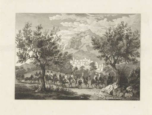 Ottoman cavalry procession near a high mountain