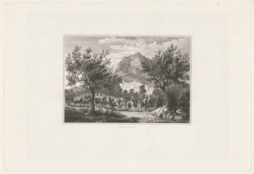 Ottoman cavalry procession near a high mountain
