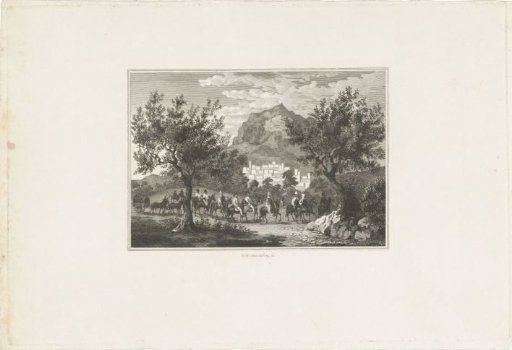 Ottoman cavalry procession near a high mountain