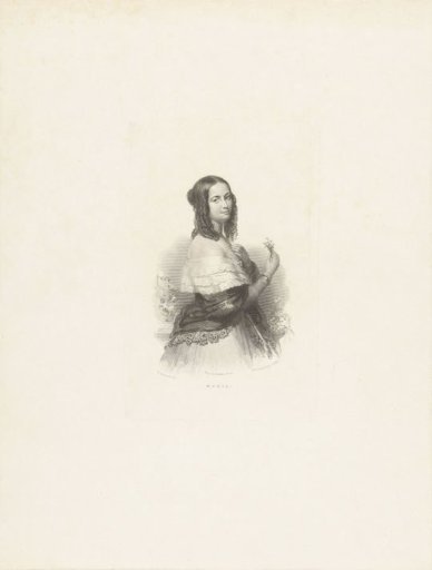 Portrait of a young lady with a bouquet in her hands