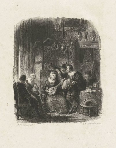 Interior with a woman playing the lute