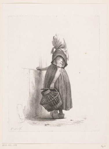 Standing girl with a basket of poultry