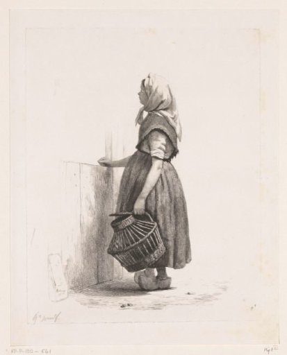 Standing girl with a basket of poultry