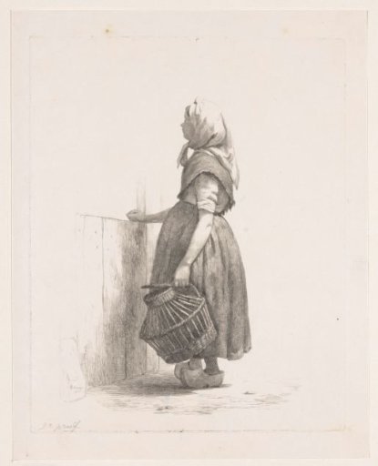 Standing girl with a poultry seller