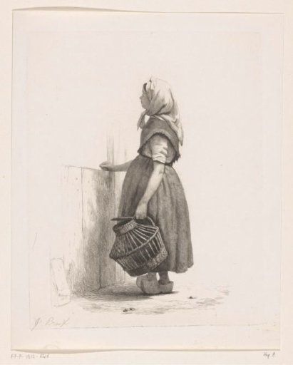 Standing girl with a basket of poultry
