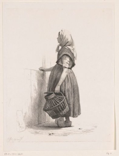 Standing girl with a basket of poultry