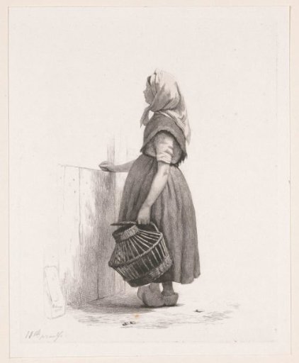 Standing girl with a basket of poultry