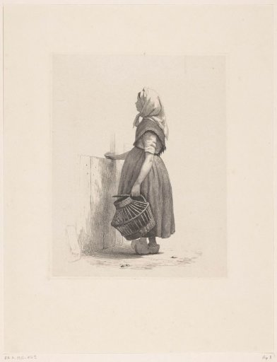 Standing girl with a basket of poultry