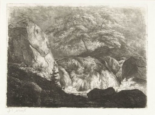 Rocky landscape with a waterfall