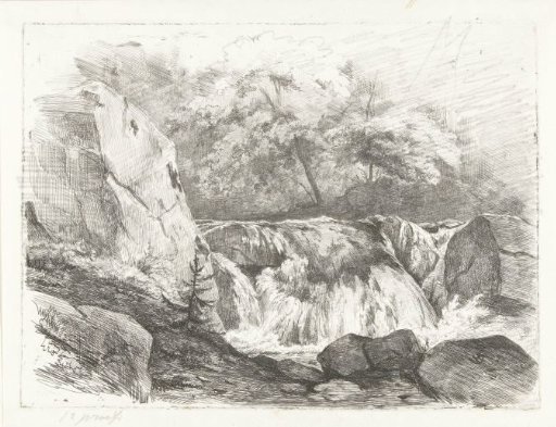 Rocky landscape with a waterfall