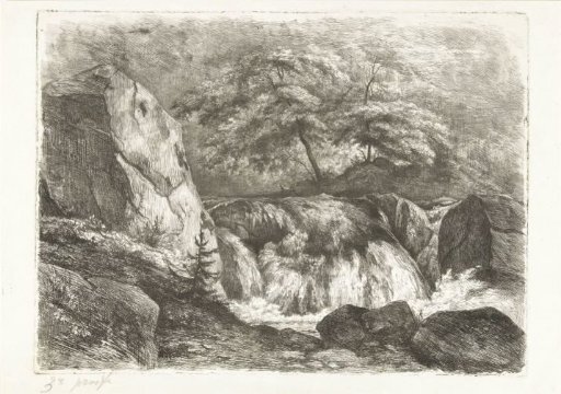 Rocky landscape with a waterfall