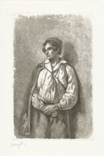 Portrait of an unknown young man with cap and cape