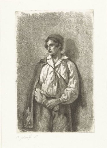 Portrait of an unknown young man with cap and cape