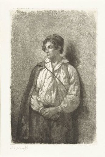 Portrait of an unknown young man with cap and cape