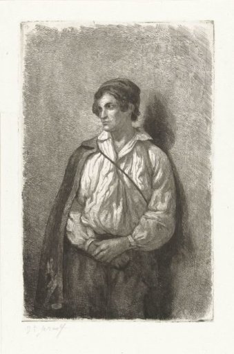 Portrait of an unknown young man with cap and cape