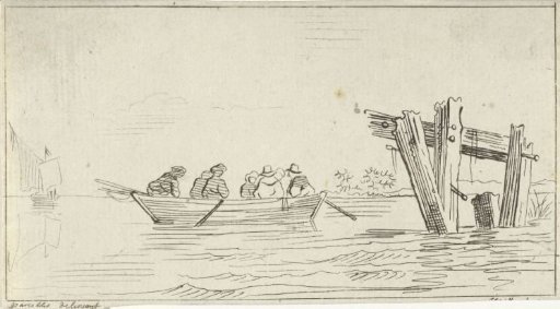 Rowing Boat with Figures on a River