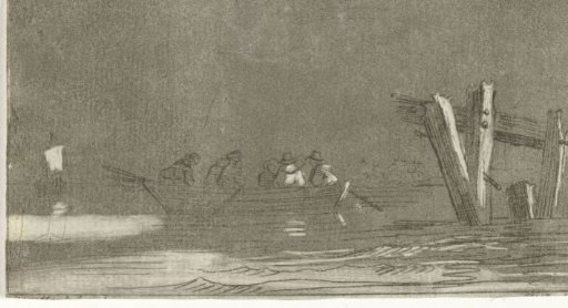 Rowing Boat with Figures on a River
