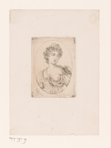 Portrait of an unknown young woman with a bare breast