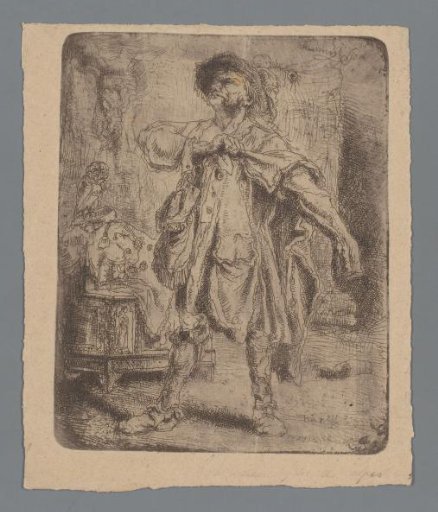 Man in an Interior Putting on His Coat