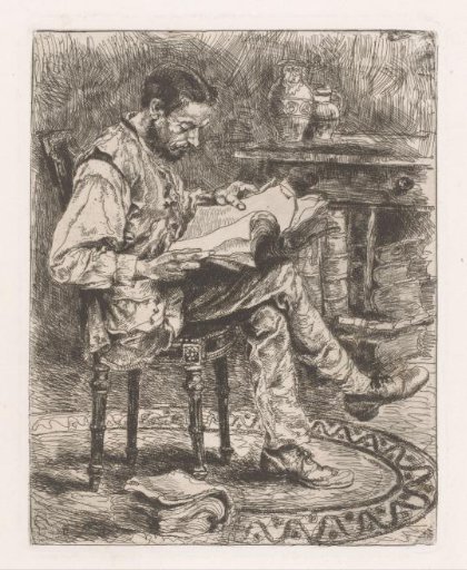 Reading Man with a Pile of Books