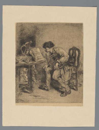 Hornist Studying the Sheet Music Fraises au Champagne