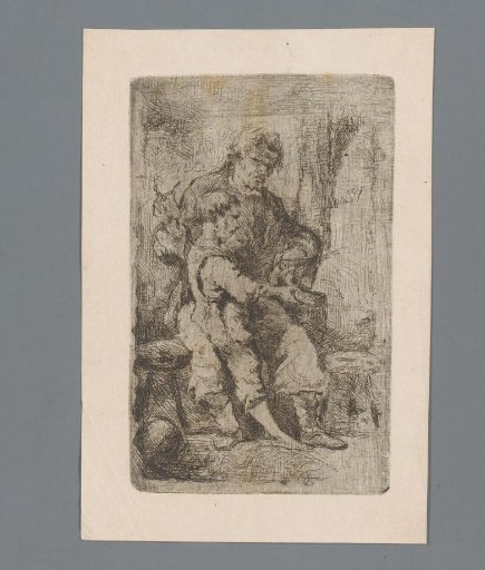 Boy Showing Shoes to His Father