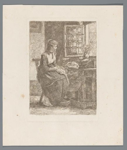 Girl Working at an Open Window