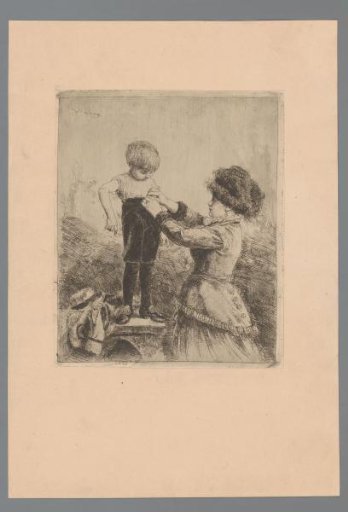 Mother Dressing Her Son