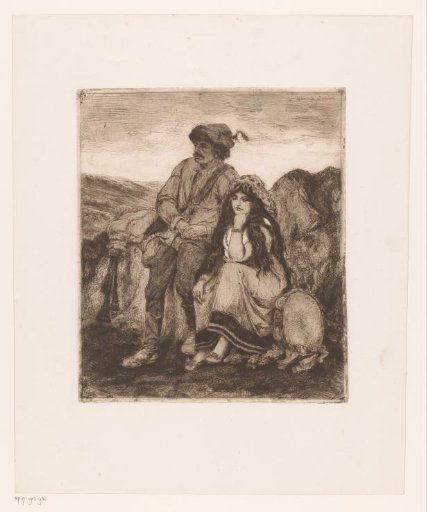 Resting musicians with bagpipe and tambourine