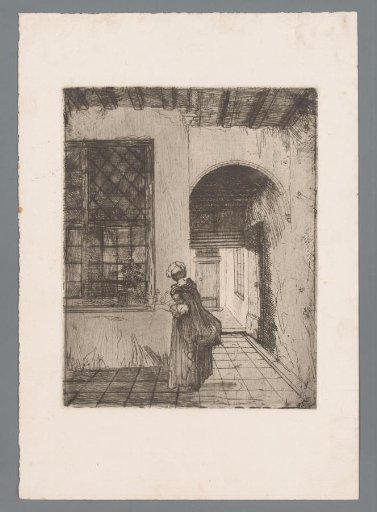 Woman with a Tea Set in the Hall of a House