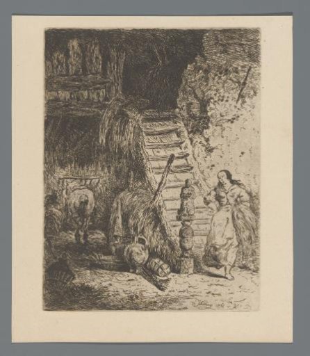 Peasant Woman Coming Down the Stairs in a Barn